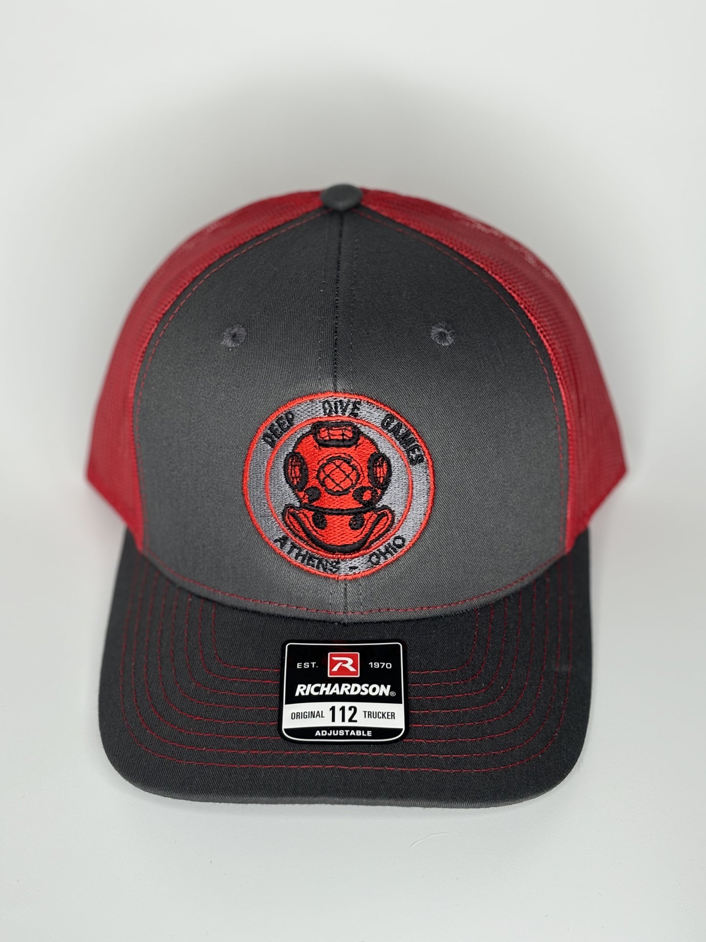 Charcoal/Red Washed Garment Trucker Hat