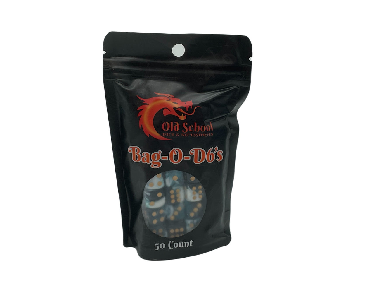 Old School Bag O' D6's 12mm 50ct: Vorpal - Dark Blue & White