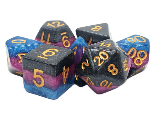 Old School 7 Piece DnD RPG Dice Set: Gradients - King's Court