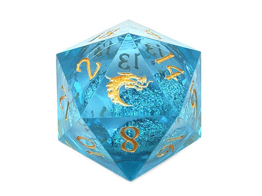 Old School Sharp Edged 22mm D20: Liquid Infused - Azure Fury