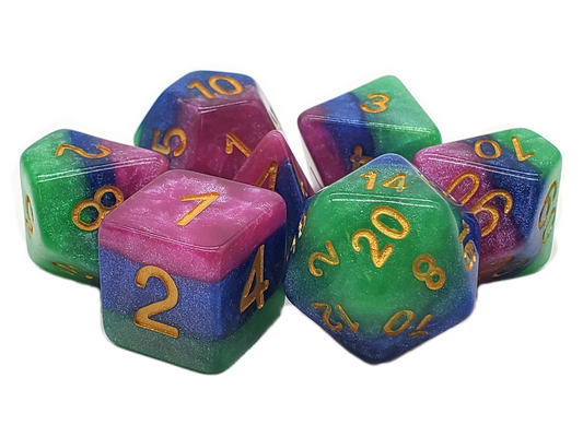 Old School 7 Piece DnD RPG Dice Set: Gradients - Jester's Court
