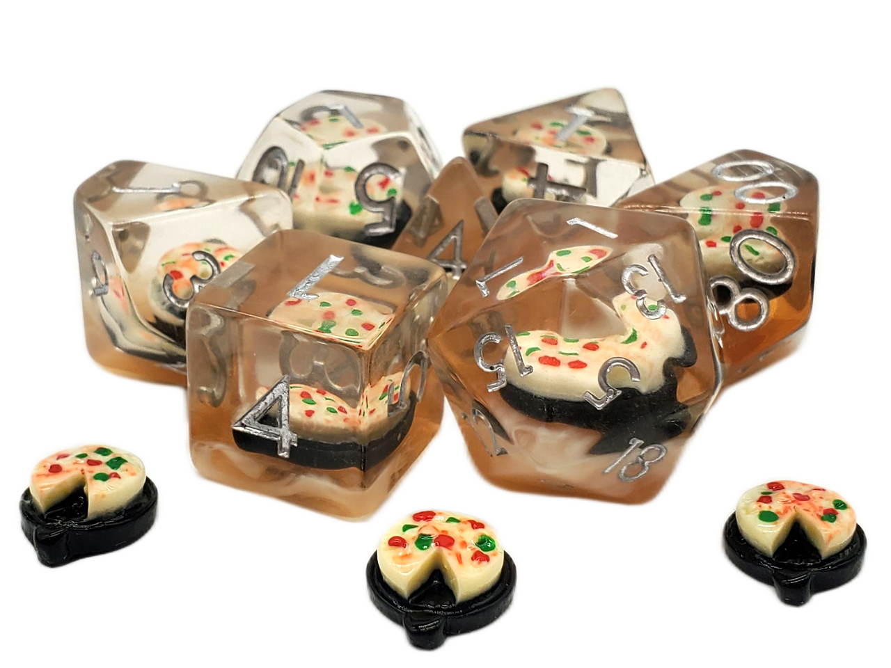 Old School 7 Piece DnD RPG Dice Set: Infused - Dessert Yum!
