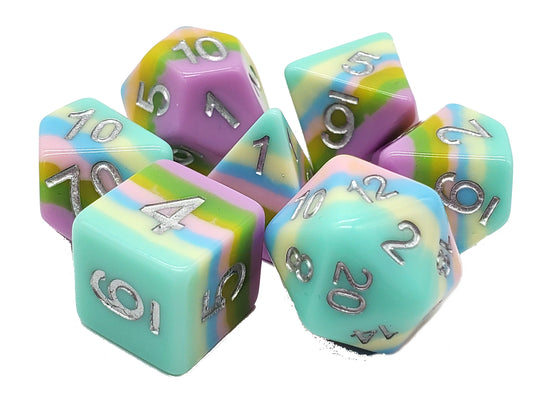 Old School 7 Piece DnD RPG Dice Set: Gradients - Easter Egg Hunt - New