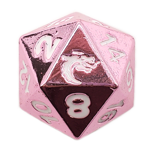 Old School DnD RPG Metal D20: Halfling Forged - Electric Pink