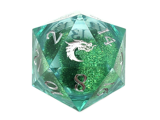 Old School Sharp Edged 22mm D20: Liquid Infused - Emerald Fury