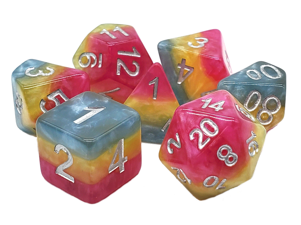 Old School 7 Piece DnD RPG Dice Set: Gradients - Fantasy Land