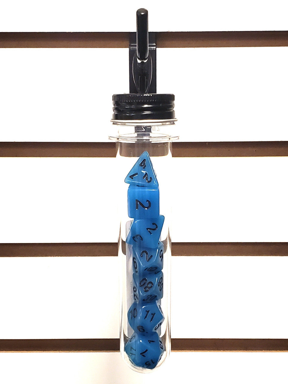 Old School 7 Piece DnD RPG Dice Set: Glow Dice - Blue