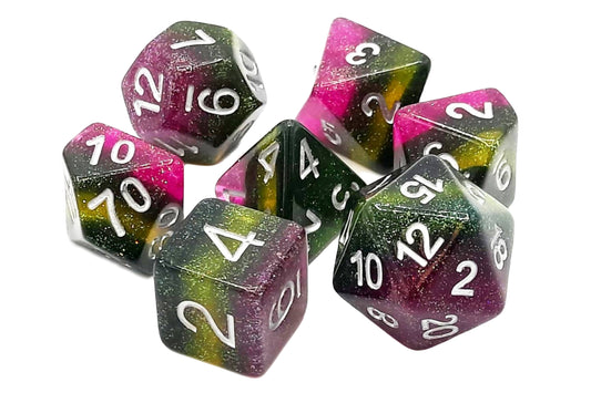 Old School 7 Piece DnD RPG Dice Set: Gradients - Grapevine