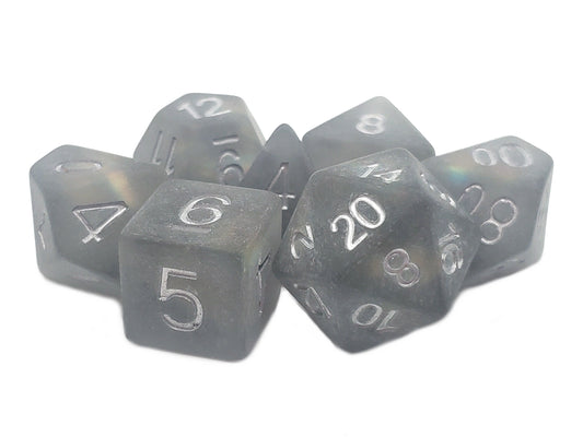 Old School 7 Piece DnD RPG Dice Set: Infused - Frosted Firefly - Springtime Dew