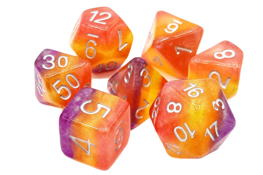 Old School 7 Piece DnD RPG Dice Set: Gradients - Hard Candy