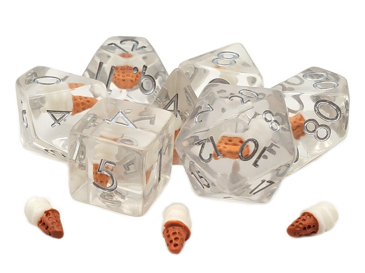Old School 7 Piece DnD RPG Dice Set: Infused - Ice Cream Cone