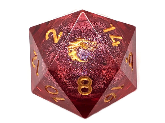 Old School Sharp Edged 22mm D20: Liquid Infused - Crimson Fury