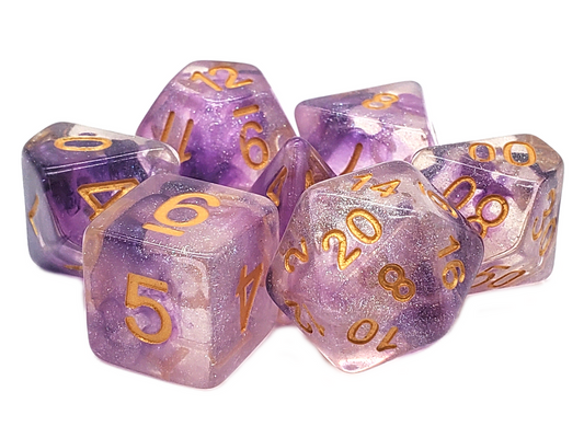 Old School 7 Piece DnD RPG Dice Set: Luminous - Radiant Iris