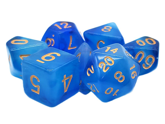 Old School 7 Piece DnD RPG Dice Set: Nebula - Blue