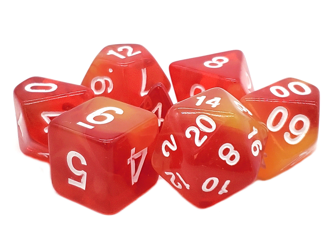 Old School 7 Piece DnD RPG Dice Set: Nebula - Phoenix Rising
