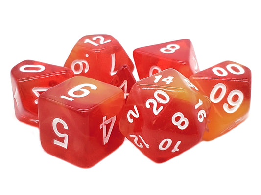 Old School 7 Piece DnD RPG Dice Set: Nebula - Phoenix Rising