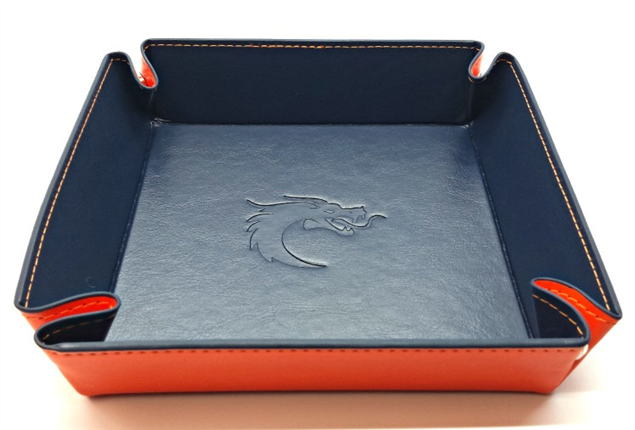 Old School Dice: Square Rolling Tray - Orange w/ Blue Back