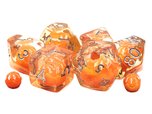Old School 7 Piece DnD RPG Dice Set: Infused - Orange Yum!
