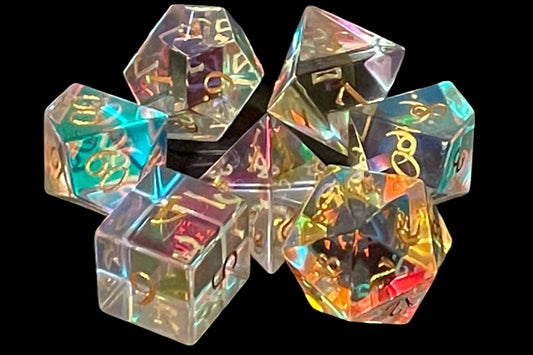 Old School 7 Piece DnD RPG Gemstone Set: Prismatic Dreams