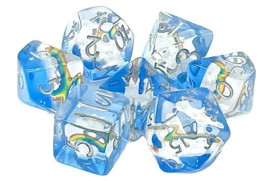 Old School 7 Piece DnD RPG Dice Set: Infused - Rainbow Heaven