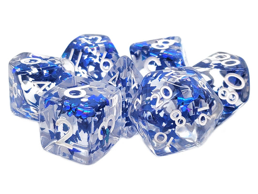 Old School 7 Piece DnD RPG Dice Set: Infused - Sapphire Butterfly
