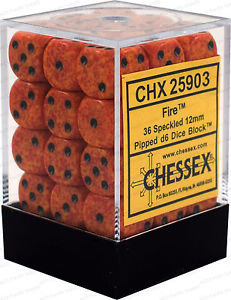 Chessex Fire Elemental 12mm D6 Dice Block (36)