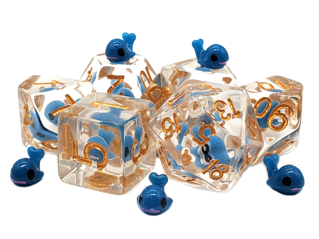 Old School 7 Piece DnD RPG Dice Set: Animal Kingdom - Baby Whale