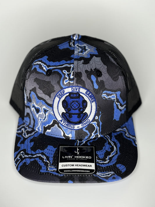 Blue/Black Wavy Embroidered Trucker Hat