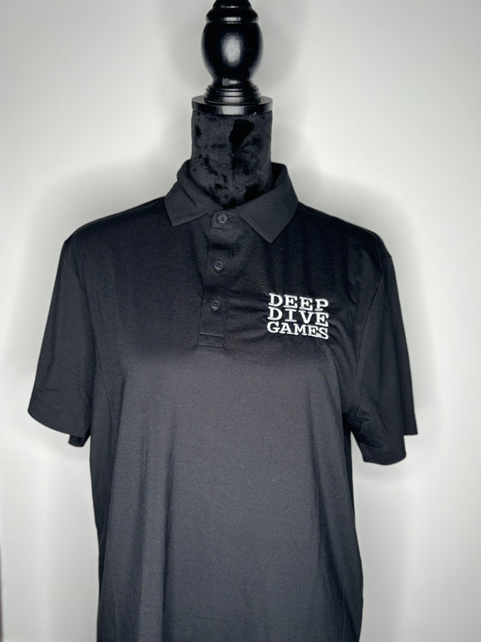 Black Stretch Jersey Polo with Left Chest Embroidery