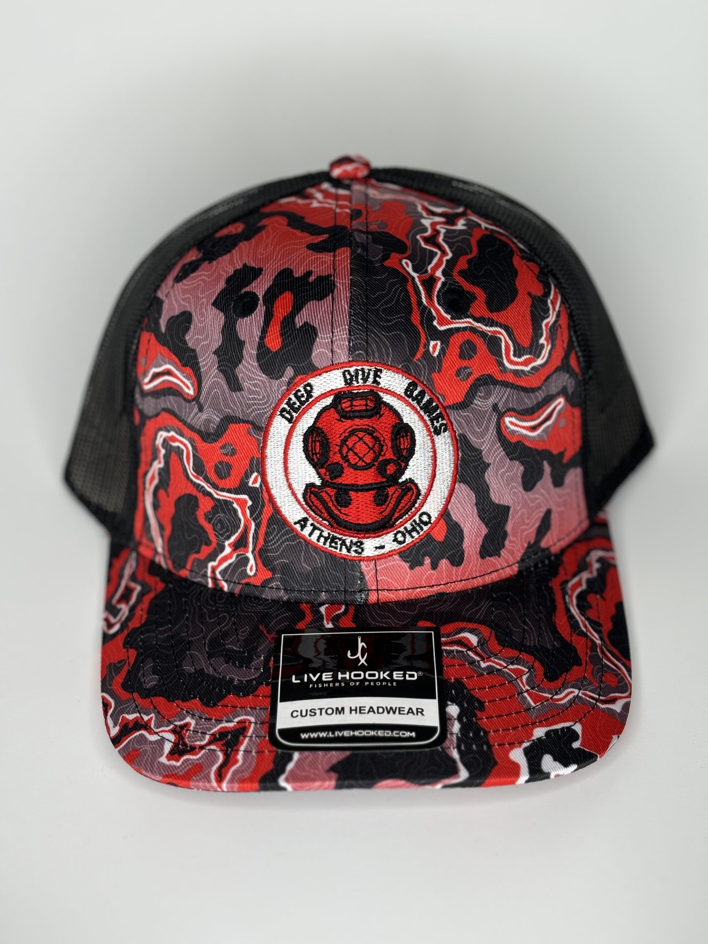 Red/Black Wavy Embroidered Trucker Hat