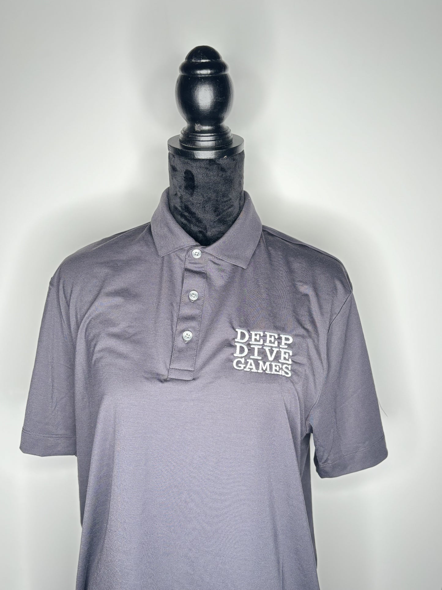 Grey Stretch Jersey Polo with Left Chest Embroidery