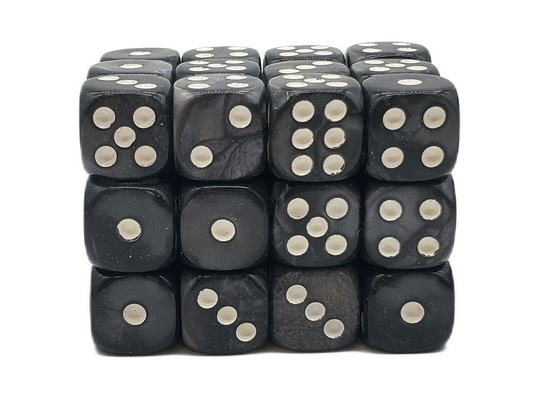 Old School 36ct 12mm D6 Dice Set: Pearl Drop - Black