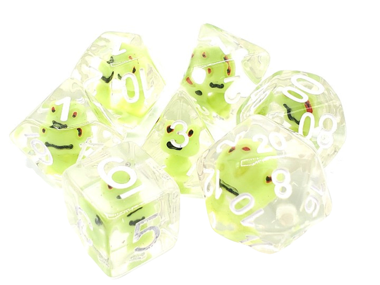 Old School 7 Piece DnD RPG Dice Set: Animal Kingdom - Froggy Time