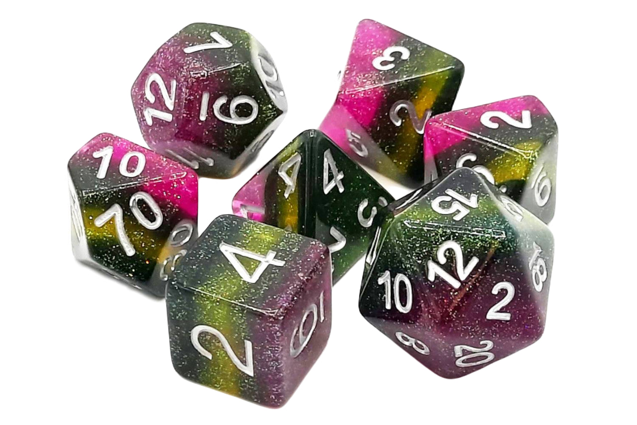 Old School 7 Piece DnD RPG Dice Set: Gradients - Grapevine