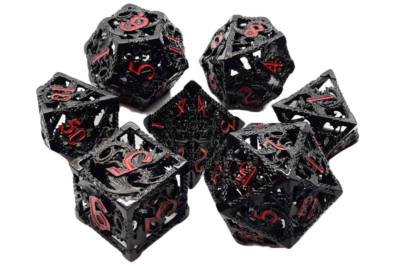 Hollow Dice - Black w/ Red